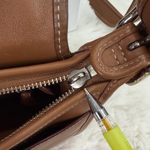 COACH Butterfly Embellished Brown Leather Crossbody Bag - Picture 10 of 17